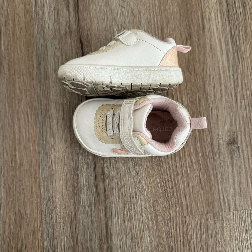 Carter's Cream and Pink Baby Walker Shoes